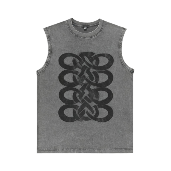 Men's 100% Cotton Knitted Tank Top: Fashionable Printed Design for Outdoor Sports