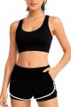Black Racerback Sports Bra with White-Trimmed Shorts