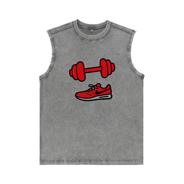 Men's 100% Cotton Knitted Tank Top: Fashionable Printed Design for Outdoor Sports