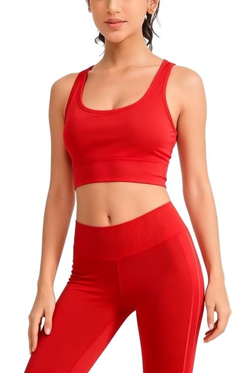 Red Seamless Sports Bra and High-Waisted Leggings Set