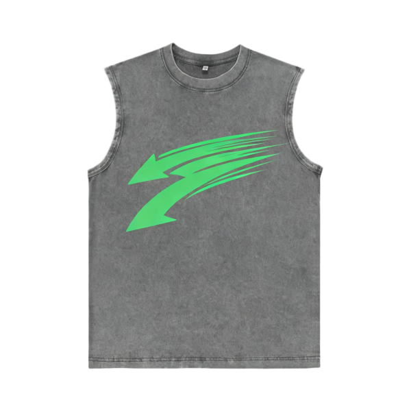 Stylish Men's Cotton Knit Tank Top with Washed Print: Perfect for Outdoor Activities