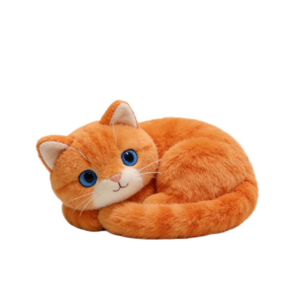 Orange Curled-Up Kitten Plush with Blue Eyes(18 Inches)